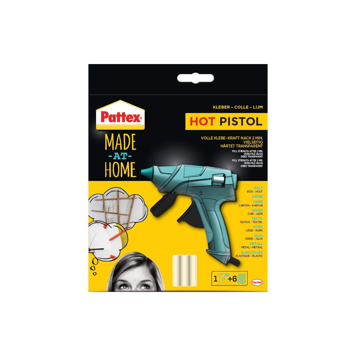 Pattex Monteverde 1954467 pistolet do klejenia na gorąco z 6 wkładami firmy Monteverde, 20 g