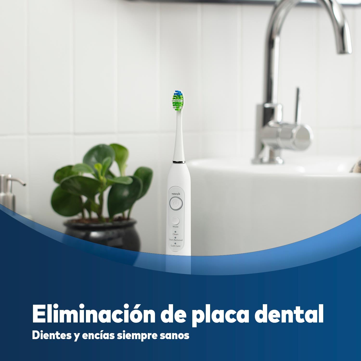 Waterpik Sensonic Cepillo de Dientes Sónico Eléctrico para Adultos con 3 Modos de Higiene, Batería Recargable, Estuche de Viaje, Cargador USB, Color Blanco STW-03EU