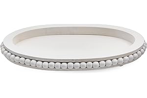 White Tray Decor: AuldHome Wood Beaded Tray (White)