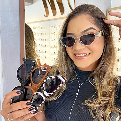 Fashion Cat Eye Sunglasses for Women 90s Retro Trendy Y2K Aesthetic Vintage Small Black Shades 2 Pack3