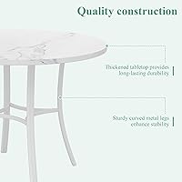 Vista 5 de VECELO Mesa de comedor redonda de 36 pulgadas para 4, comedor de mármol sintético con marco de metal para cocina, apartamento, hogar, ahorro