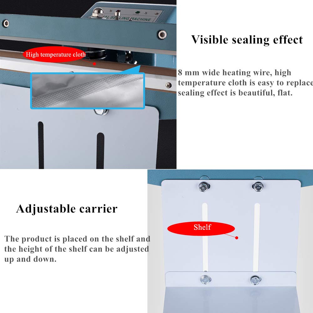 Sellador térmico de pedal con calefacción de doble cara para película compuesta, papel de aluminio y bolsas de papel kraft