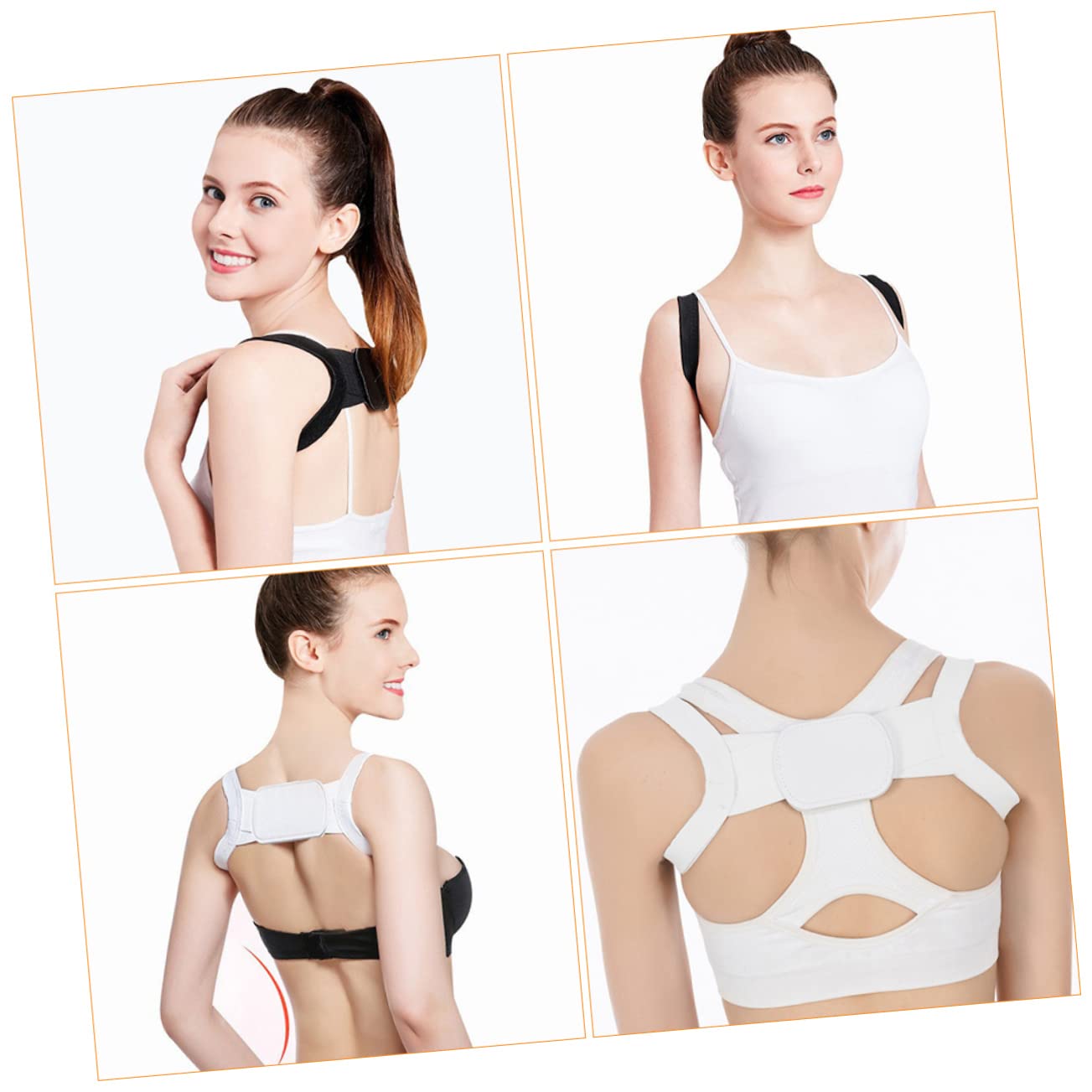 2pcs Hunchback Corrector Belt Upper Back Support for Adults Black White Shoulder Correction for Improved Posture Comfortable Wear for Office Sports Home