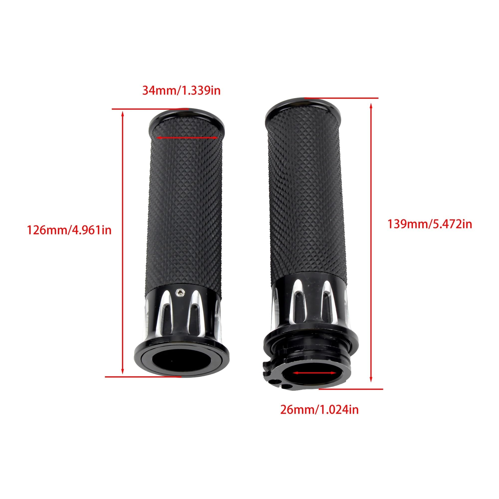 Empuñaduras Manillar Empuñaduras De Motocicleta, Empuñaduras De Mano con Extremo De Barra, Piezas De Goma Manillar Antideslizante De Motocicleta para Cruiser, Funda De Goma(HA105-1)