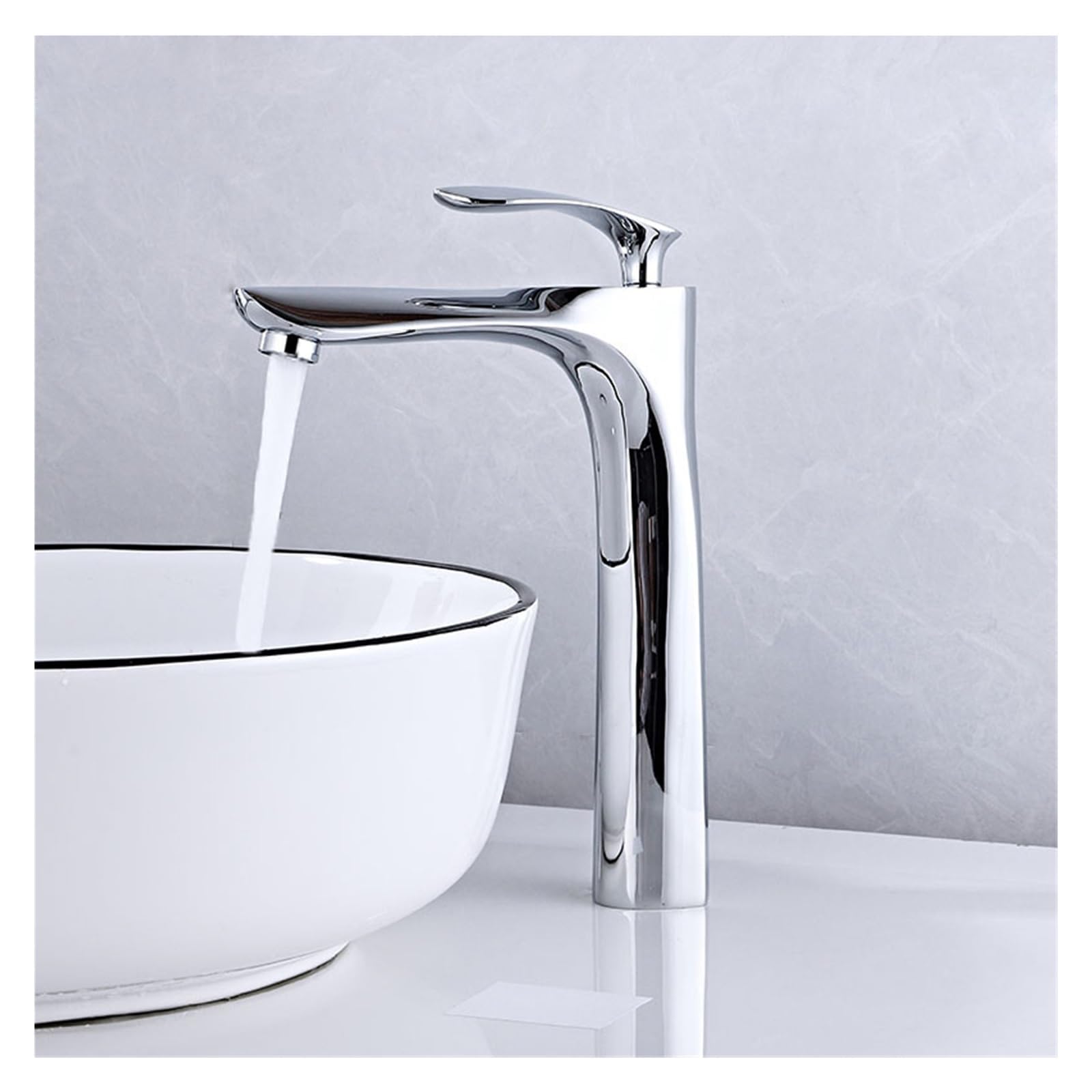 Robinet cascade chrome pour salle de bains mitigeur moderne design grue