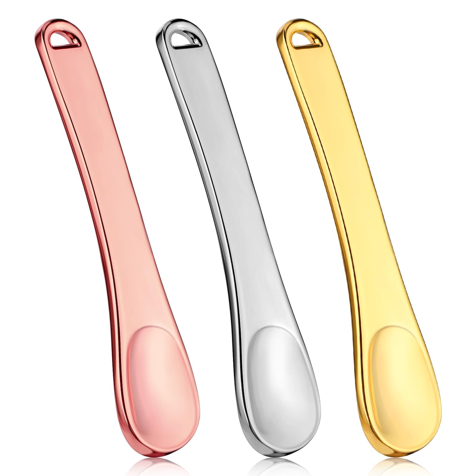 3 Pcs Makeup Spatula, Cosmetic Spatula, Mini Makeup Spoon for Creams and Lotions, Zinc Alloy Beauty Scoop, Travel-Friendly and Hygienic Skincare Tool