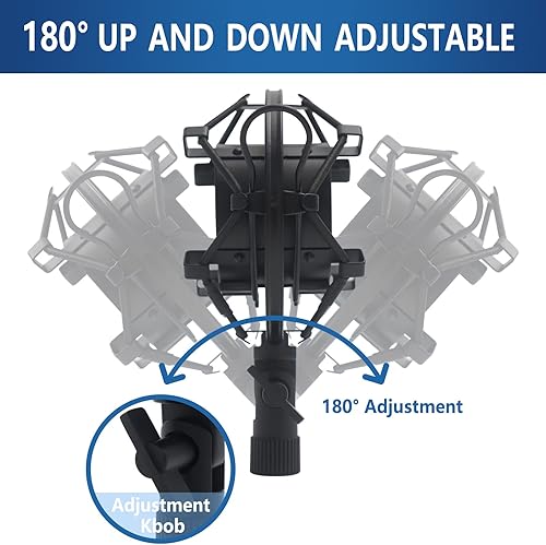 Miniatura 5 de SUUNTOK Soporte de micrófono de montaje de choque antivibración, suspensión antivibración, clip para micrófono de condensador de 1.850 in-2.087 in