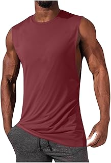 Big and Tall Muscle T Shirts for Men - Cotton Mens Sleeveless Tees Cut Off Muscle Gym Fitness Beach Loose Fit Shirt