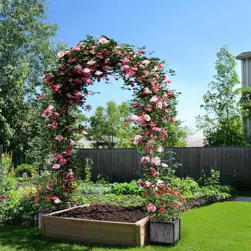 Garden Arch Arbor Trellis with Planter Boxes 8.2 Ft Metal Arch Trellis for Climbing Plants Outdoor, Wedding Arches Backdrop Stand for Ceremony, Backyard, Decorations Pergola, Black - Thumbnail 4
