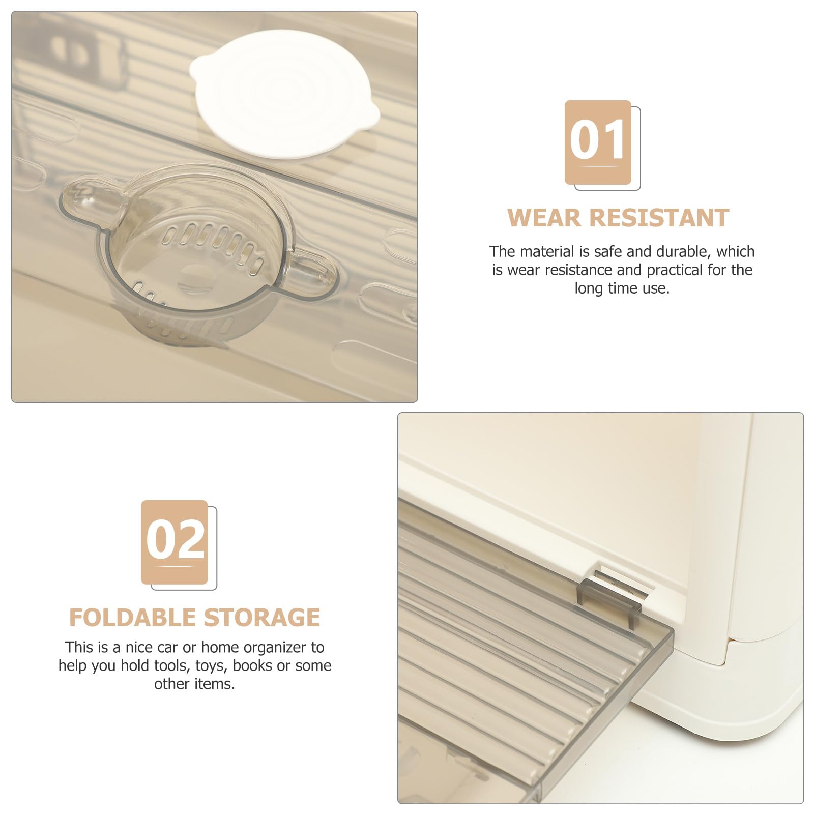 Zerodeko Organizer Pieghevole per Bagagliaio Plastica Bianca Resistente All'usura Ampio Spazio, per Campeggio e Familiare