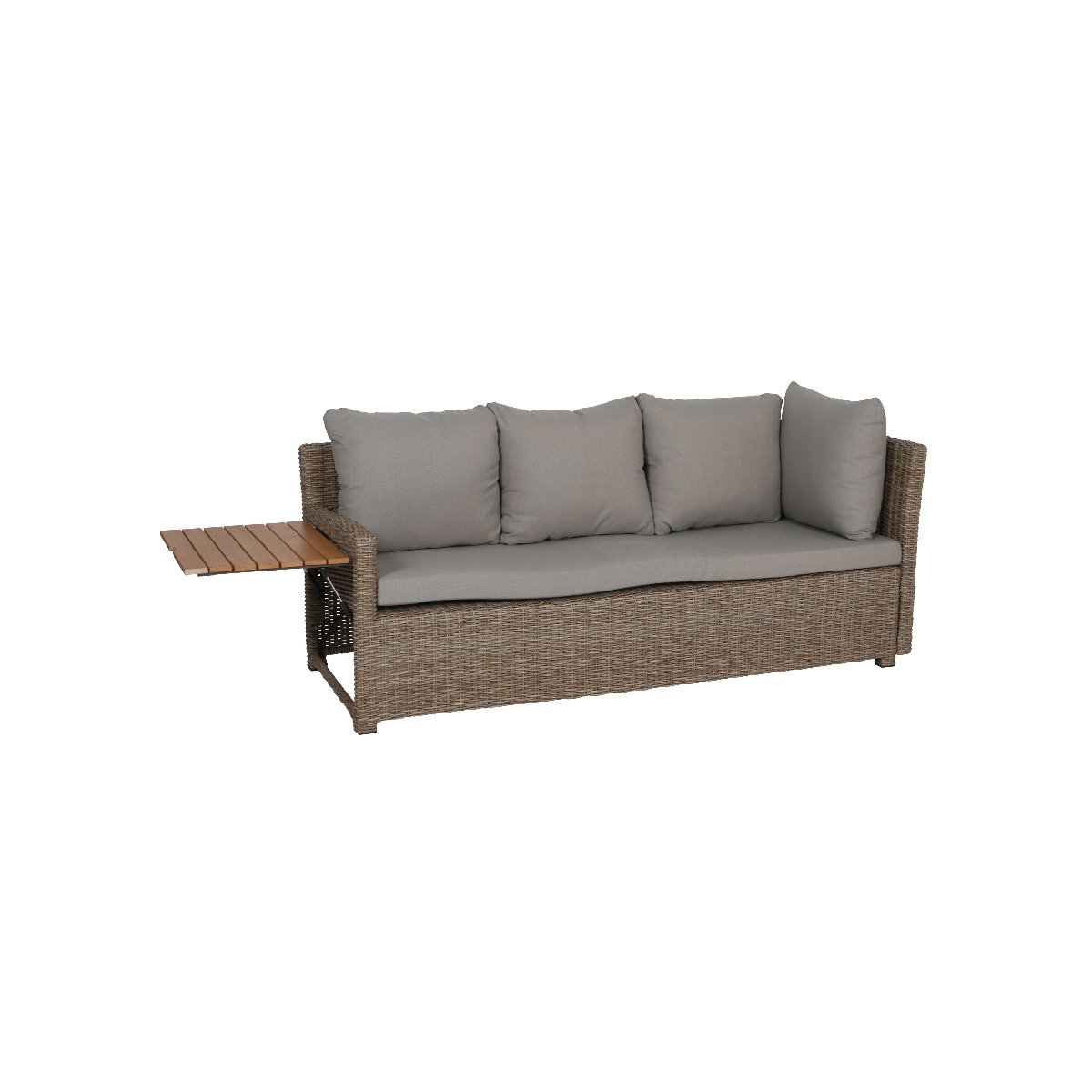greemotion Salon de Jardin Terrasse Verona en Résine Tressée et Bois d’Acacia 100% FSC, Canapé d’Angle Gris 7 Places, Ensemble de Jardin Modulable avec 1 Table de Jardin, 1 Tabouret et 2 Canapés