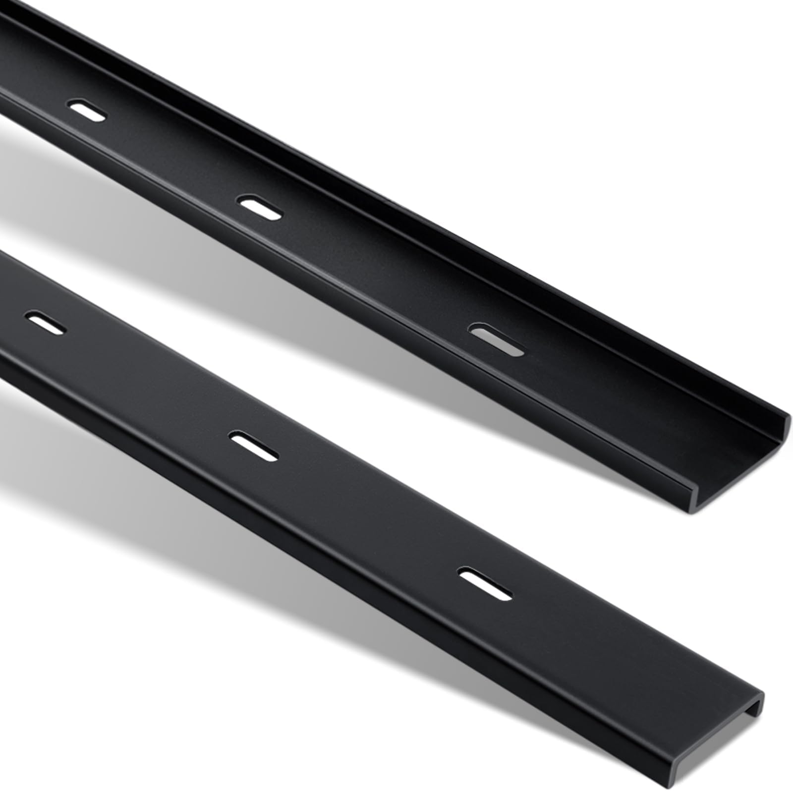 Blulu 2 Pcs 14" L X 2" W C Channel Steel Support Metal Support Bracing Hidden C Bracket for Table Top Live Edge Slab Woodworking, Black Coat Finish