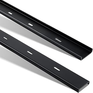 Blulu 2 Pcs 14" L X 2" W C Channel Steel Support Metal Support Bracing Hidden C Bracket for Table Top Live Edge Slab Woodworking, Black Coat Finish