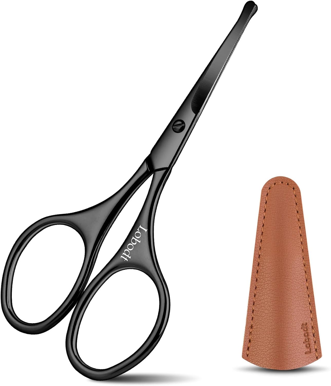 4.1inch round-headed stainless steel small scissors, suitable for trimming facial hair, nose hair, eyebrows, eyelashes, beards, personal care and salon beauty salons (black)