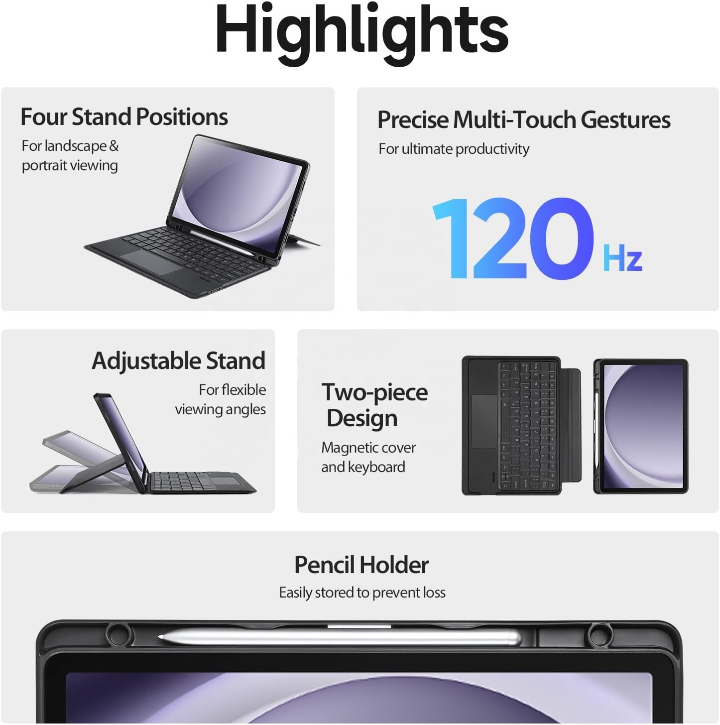 SaharaCase - ProTouch Series Slim Keyboard Case with Track Pad for Galaxy Tab S11, Black, (TB00494)