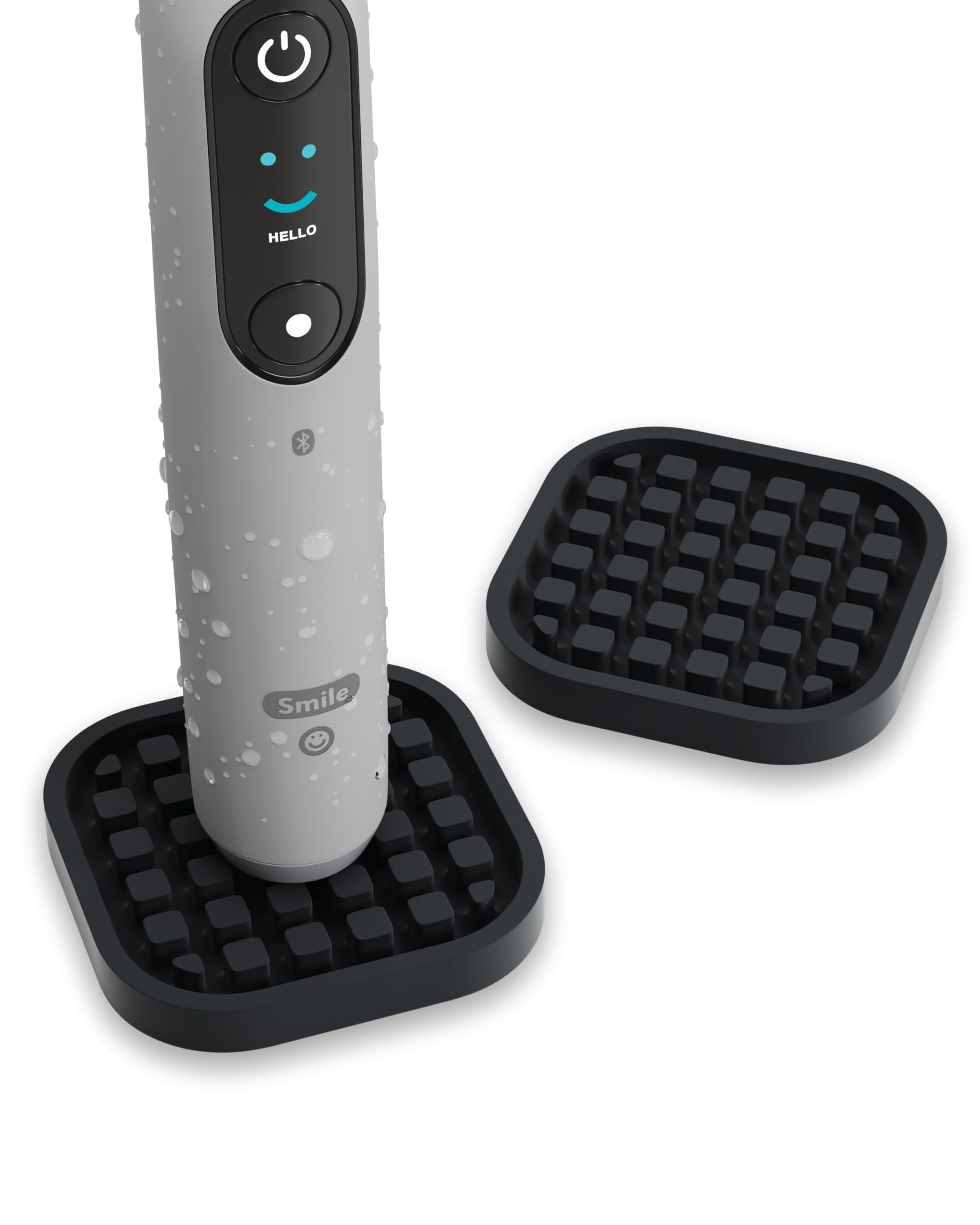 Qikfresh - Set of 2 compact electric toothbrush holders - Compatible with all standard models - Food-grade silicone base (Black)