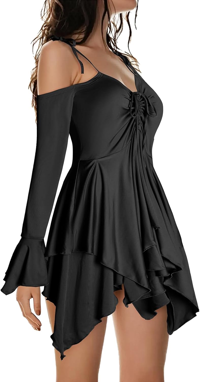 Renaissance Fairy Dress Women's Gothic Off Shoulder Handkerchief Dress - Image 2