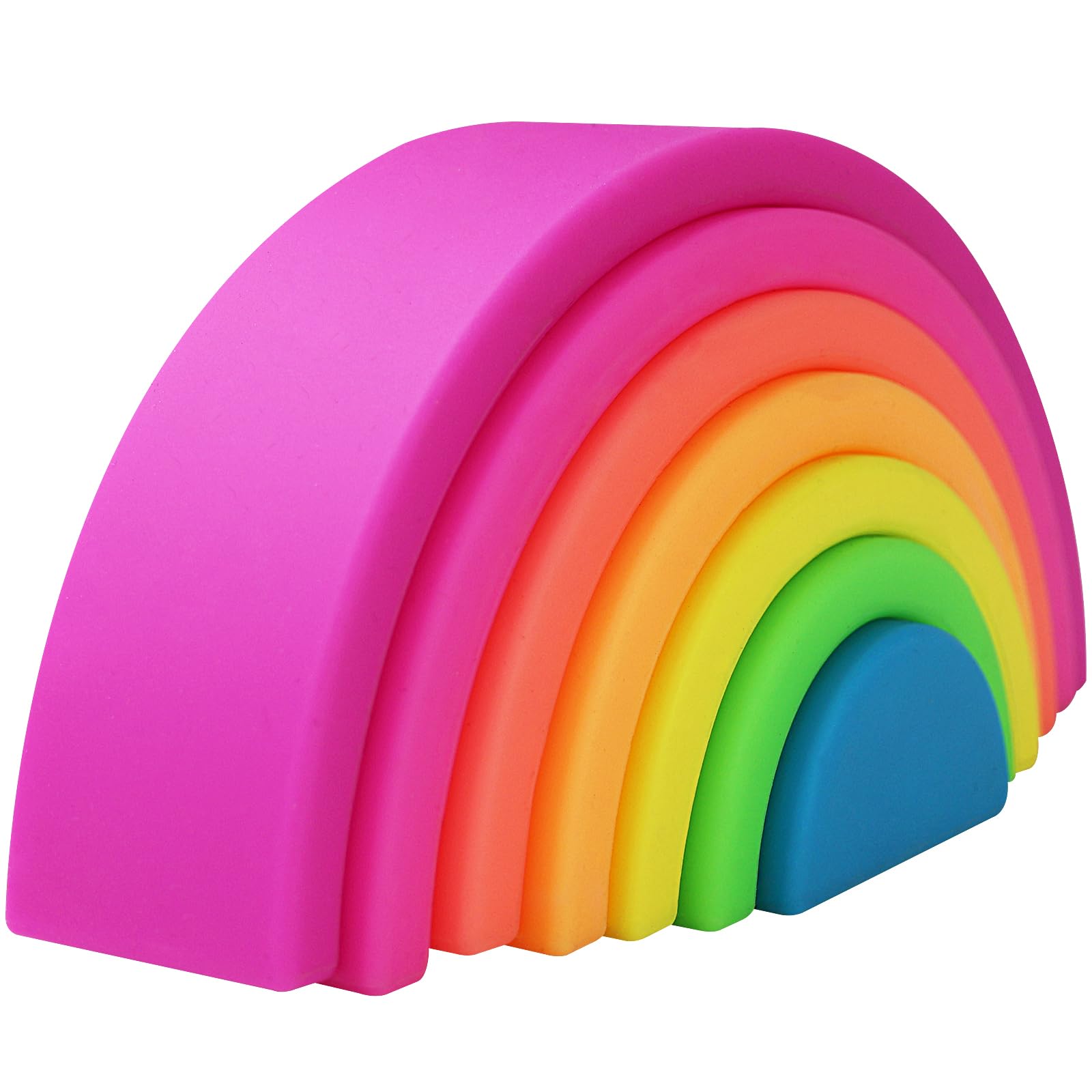 ROHSCE Silicone Stacking Toys for Babies, Rainbow Stacker, Montessori Nesting Blocks Soft Building Toys Large Sensory Stacking Toys for Creative Play