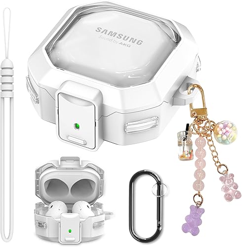 Miniatura 8 de Funda para Samsung Galaxy Buds 2 ProBuds ProBuds LiveBuds 2Galaxy Buds FE (2023), funda Pruple con bloqueo anticaída, bonito dije de caramelo para