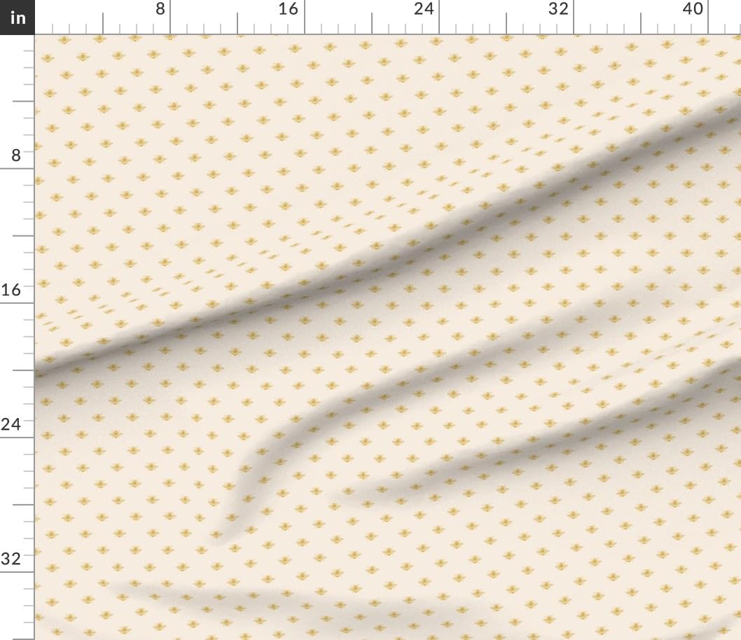 Spoonflower Fabric - Napoleonic Bee Neoclassical Empress Josephine Mustard Gold Beige Cream Printed on Petal Cotton Fabric by The Yard - Sewing Quilting Apparel Crafts Decor