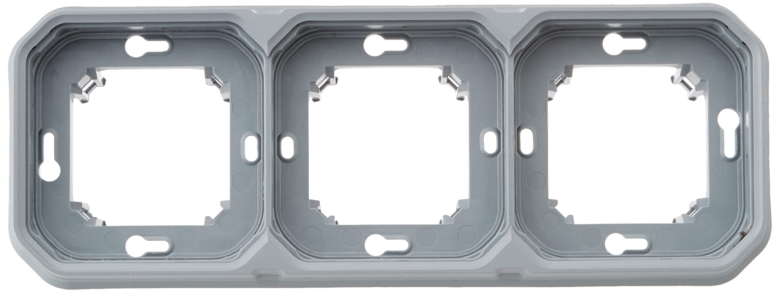 Support Plexo Legrand 3 postes gris encastré pour montage horizontal ou vertical