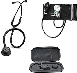 Combo Estetoscópio 3M Classic III Black Edition 5803 Littmann, Esfigmomanômetro + Case
