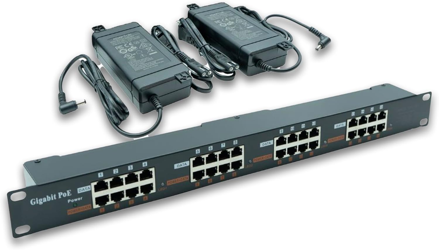 PoE Texas 16-Port Rack Mount Gigabit Passive PoE Midspan Injector – Add 240W Power Over Ethernet to Any Network Switch – Powers IP Cameras WiFi Access Points VoIP Up to 328 Feet – 48V Dual Power
