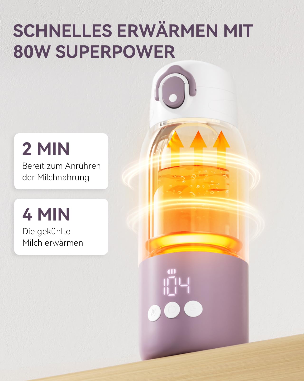 Comfyer BW01 Tragbarer Flaschenwärmer Baby unterwegs für Baby, 12000mAh Akku, Schnelles Aufheizen 2 Min für Muttermilch&Wasser, Flaschenwärmer für Nachtfütterung, Auto, Flugzeugreisen On-the-Go
