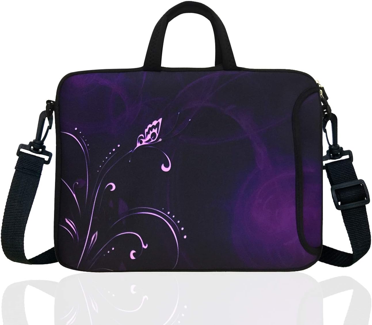 15-Inch to 15.6-Inch Neoprene Laptop Shoulder Messenger Bag Case Sleeve For 14 15 15.6" Inch Acer/Asus/Dell/Lenovo/Thinkpad/HP/Macbook Pro/Air (Flower)