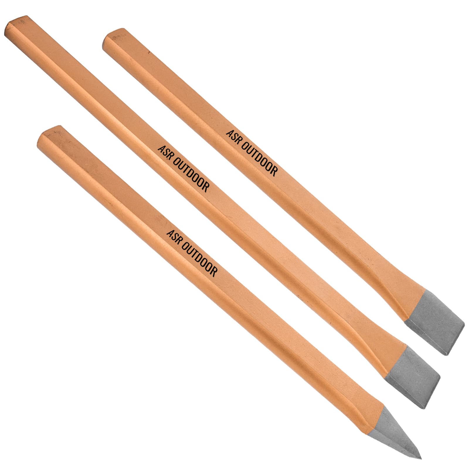ASR Outdoor 3pc Heavy Duty Cold Steel Chisel Set Geology Tools Rock Hounding Equipment Archeology Paleontology