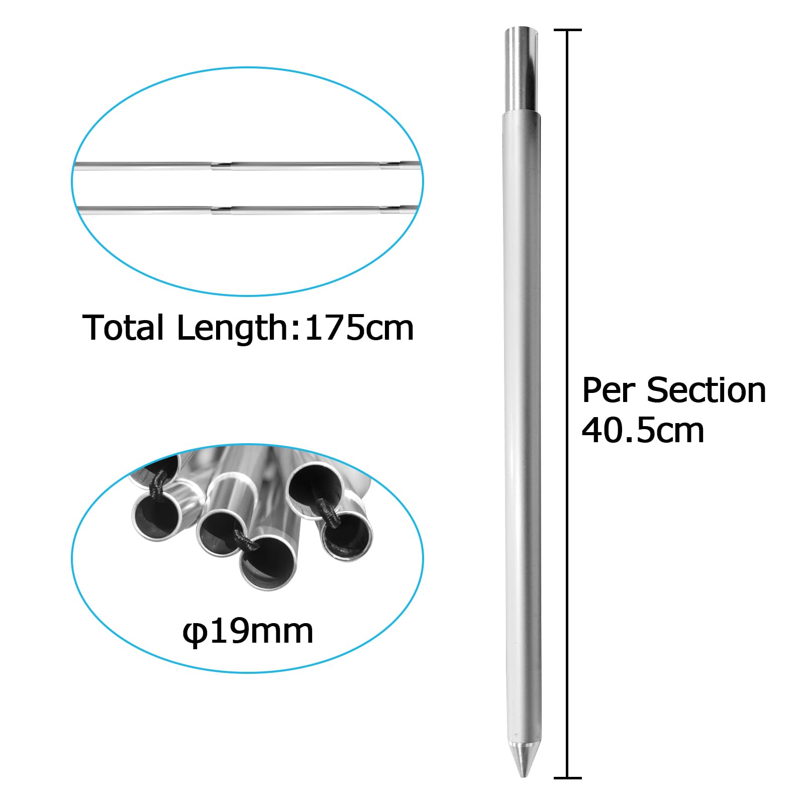 COMMOUDS Extra Replacement Pole for Beach Tent Sun Shelter