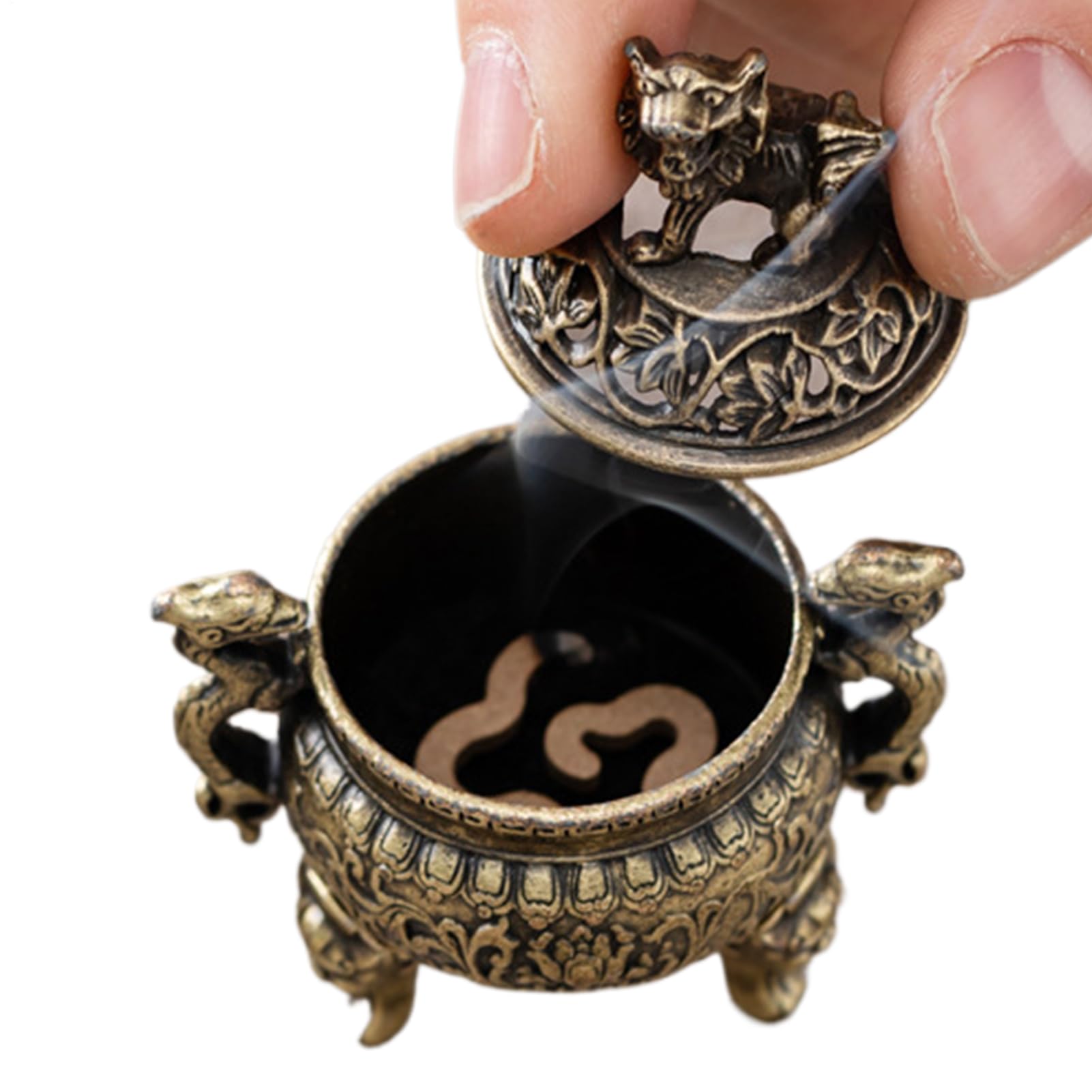 Incense Burner - Alloy Incense Burning Holder,Tabletop Centerpiece Zen Sculpture Auspicious for Yoga Calming Meditation Reading Apartment Hotel Entertainment Room