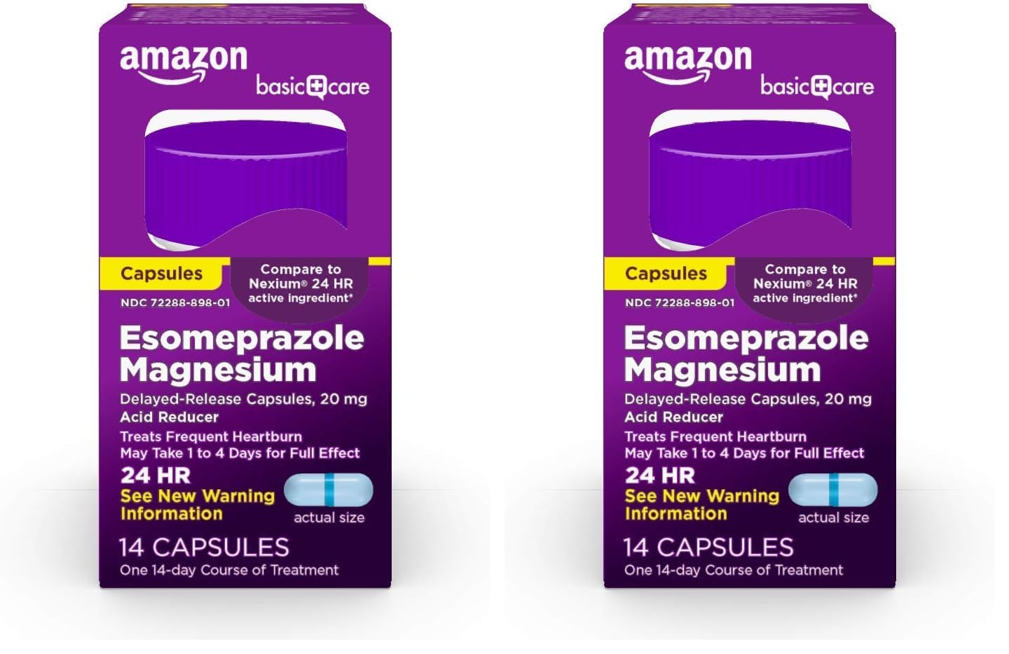 Amazon Basic Care Esomeprazole Magnesium Delayed Release Capsules- 20 mg, Acid Reducer, Blue, 14 Count (Pack of 2)