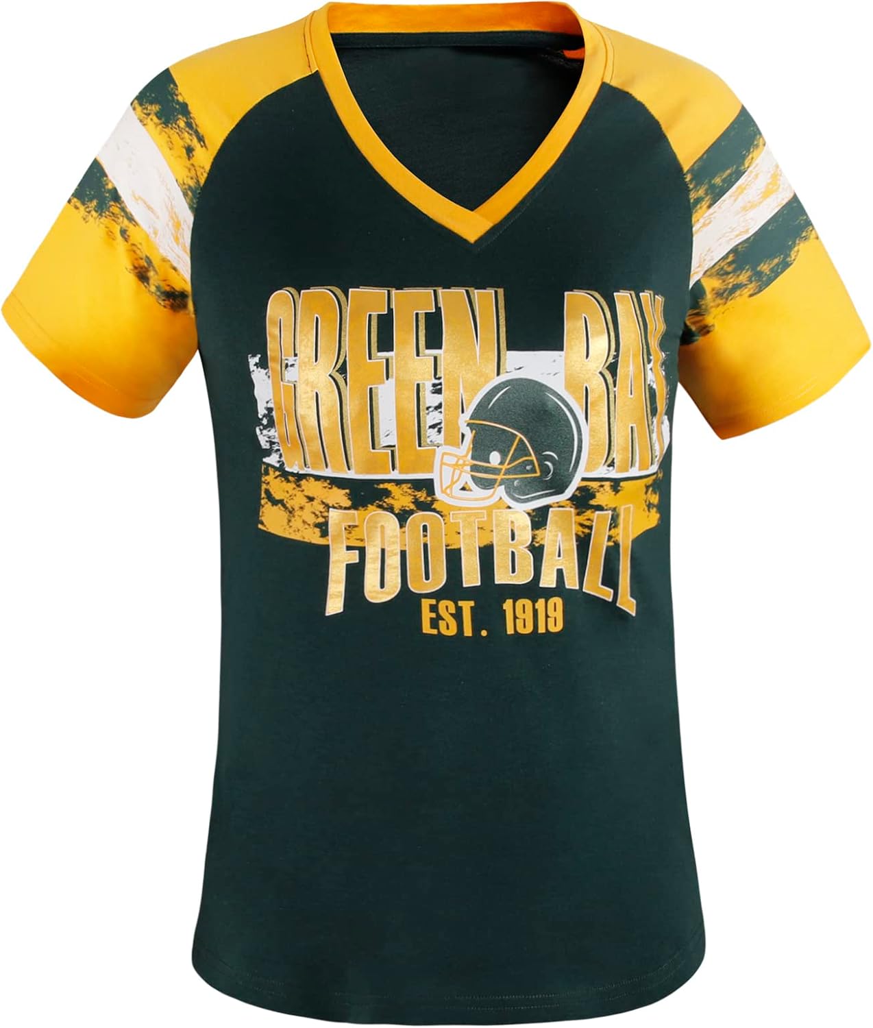 Womens Football Fans V Neck City Raglan T-Shirts - Image 2