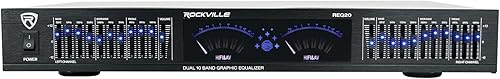 Rockville REQ20 19" Montaje en rack Pro Dual 10 bandas Ecualizador gráfico ecualizador ecualizador con medidores VU