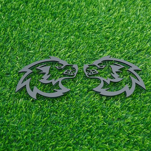 Image of Pair Set Wolf Car Emblem Badge Angry Eye Custom Truck Fender Side Rear Decal Sticker (Matte Black)