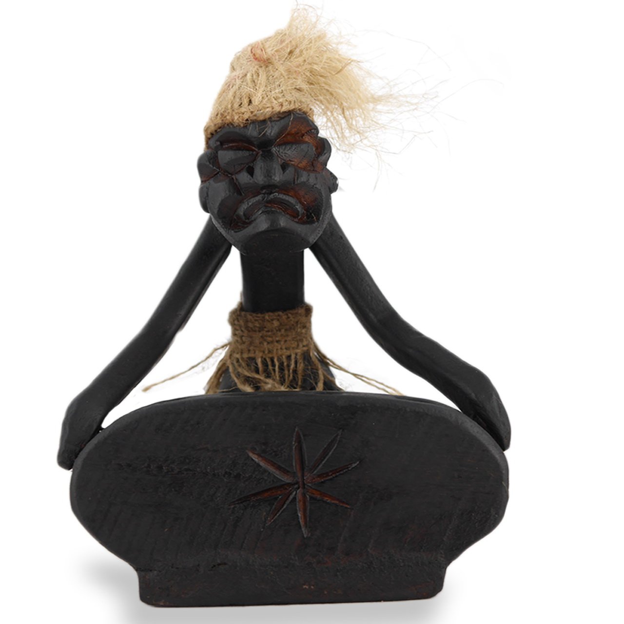ART-CRAFT AS004 Asmat Stifthalter aus Holz dunkel gefärbt H=