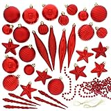 Festive 110 Piece Assorted Christmas Ornament, Red