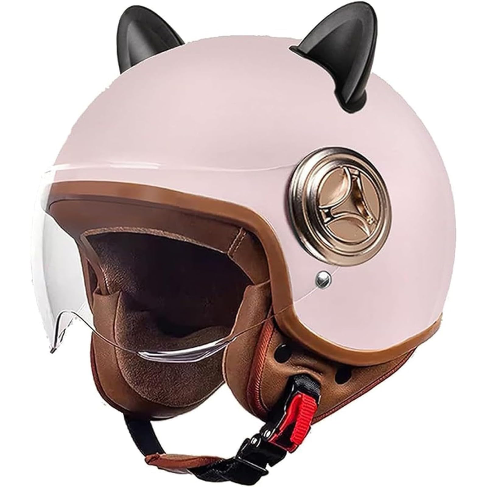 Kids Motorcycle Helmet with Electric Cat Ears, Small and Lightweight Road Scooter, Bicycle, Moped, Youth Half Helmet for 2-14 Years Old A2