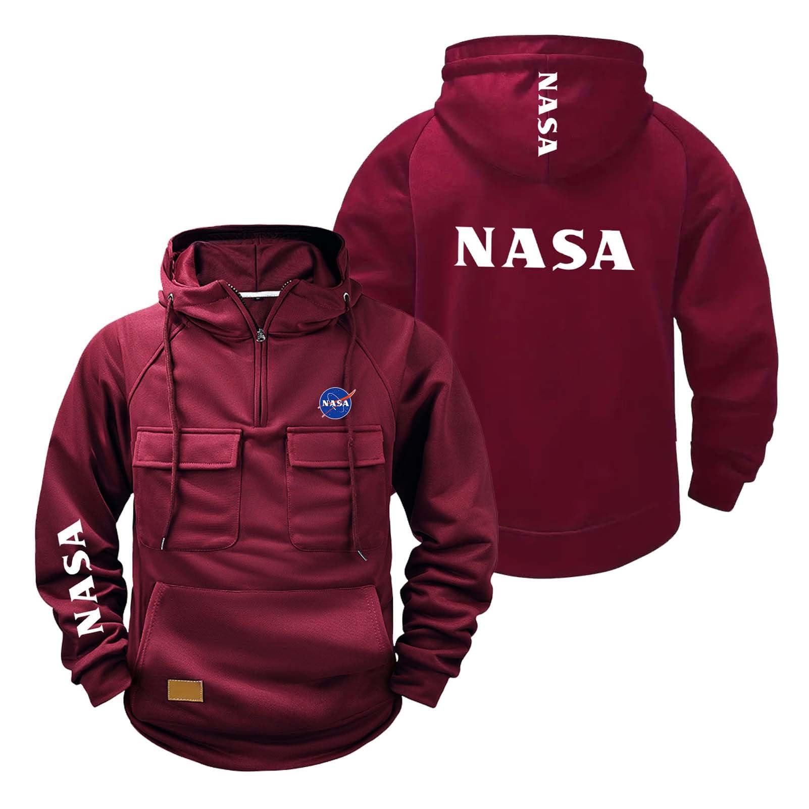 Wdgyzzxj Men's Jhse Hoodie Half Zip Coats For N.a.s.a Printed Tracksuit Jumpers Tops Hoody Fitness Jackets Long Sleeve Sweatshirt Spring Autumn Outwear-||L
