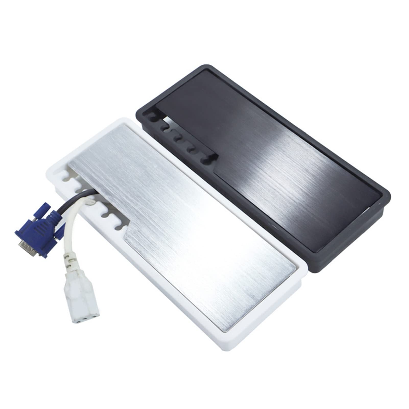 osłona otworu w biurku, Przepust kablowy ze stopu aluminium, prostokątny(White)