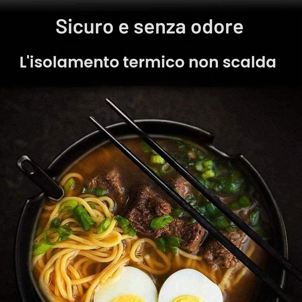 2 set (6 pezzi) ciotole per zuppa di noodle giapponesi, 1100ml ciotole per ramen, stoviglie in melamina lavabile in lavastoviglie con cucchiaio e bacchette abbinati, per Udon, tagliatelle asiatiche