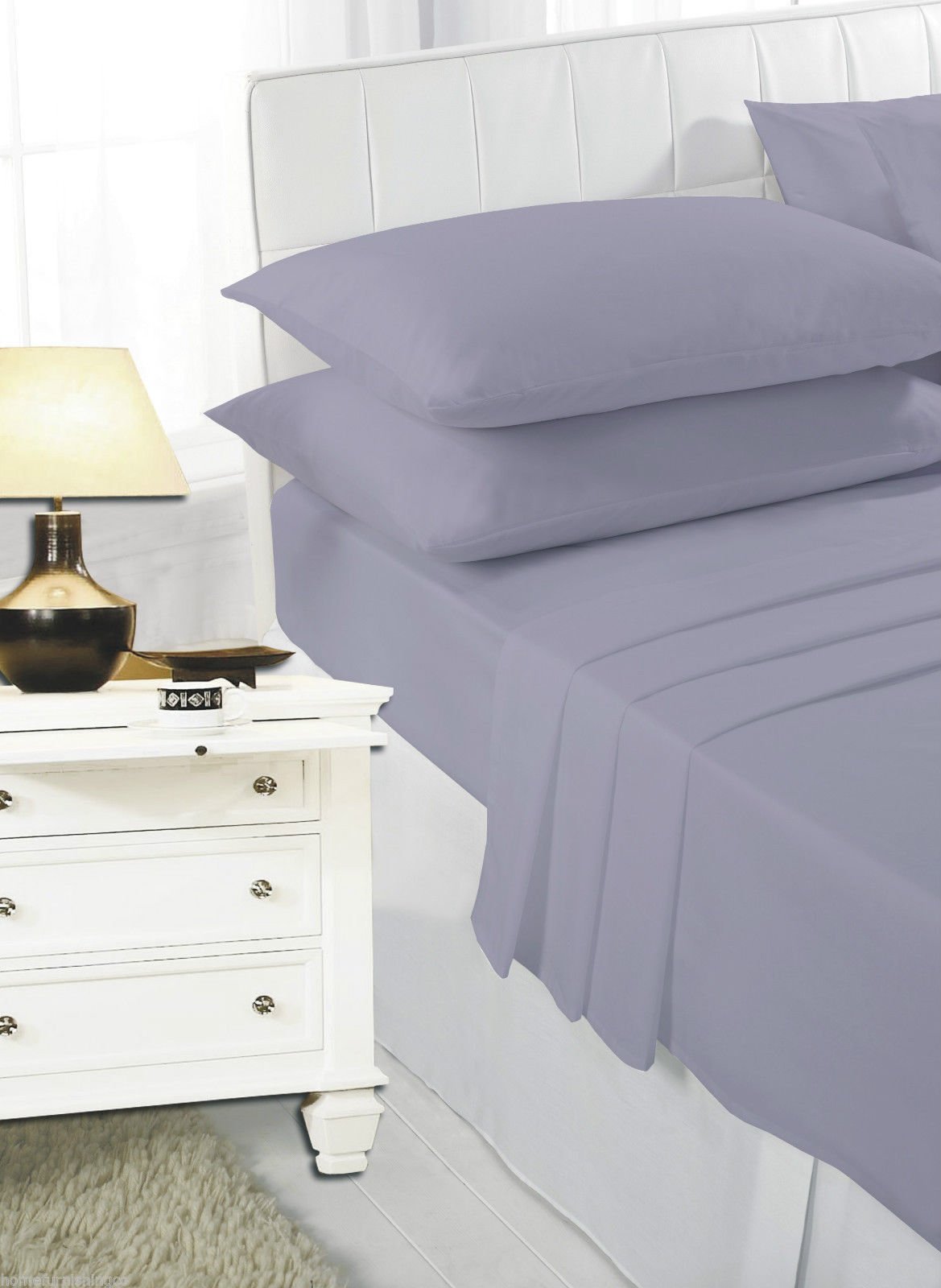 Plain Polycotton 4FT Fitted Sheets Small Double Bed Cover By Egypto (Grey)
