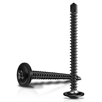 100Pcs #10 x 2 Black Self Tapping Screws for Metal, 410 Stainless Steel, Sheet Metal Screws for Metal, Truss Head High-Strength Quick Tapping