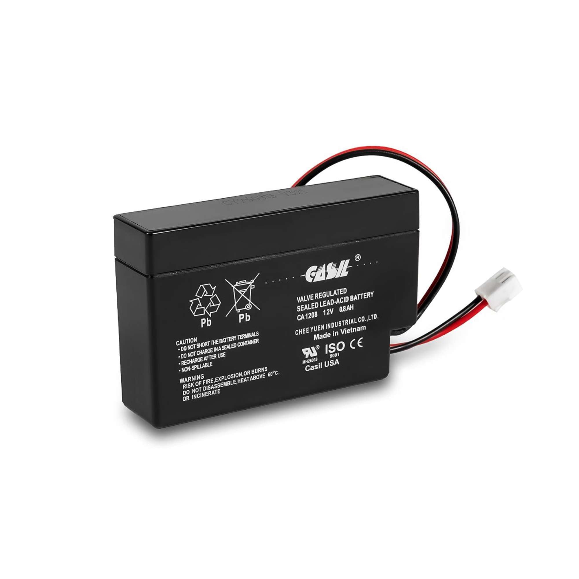 Casil 12V 0.8Ah Sealed Lead Acid Rechargeable Replacement Battery CA1208