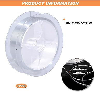 Nylon Invisible Thread String, 400m Clear Beading Thread Nylon String for Hanging Decorations 0.25mm Invisible Beading Threads for Bracelet Making
