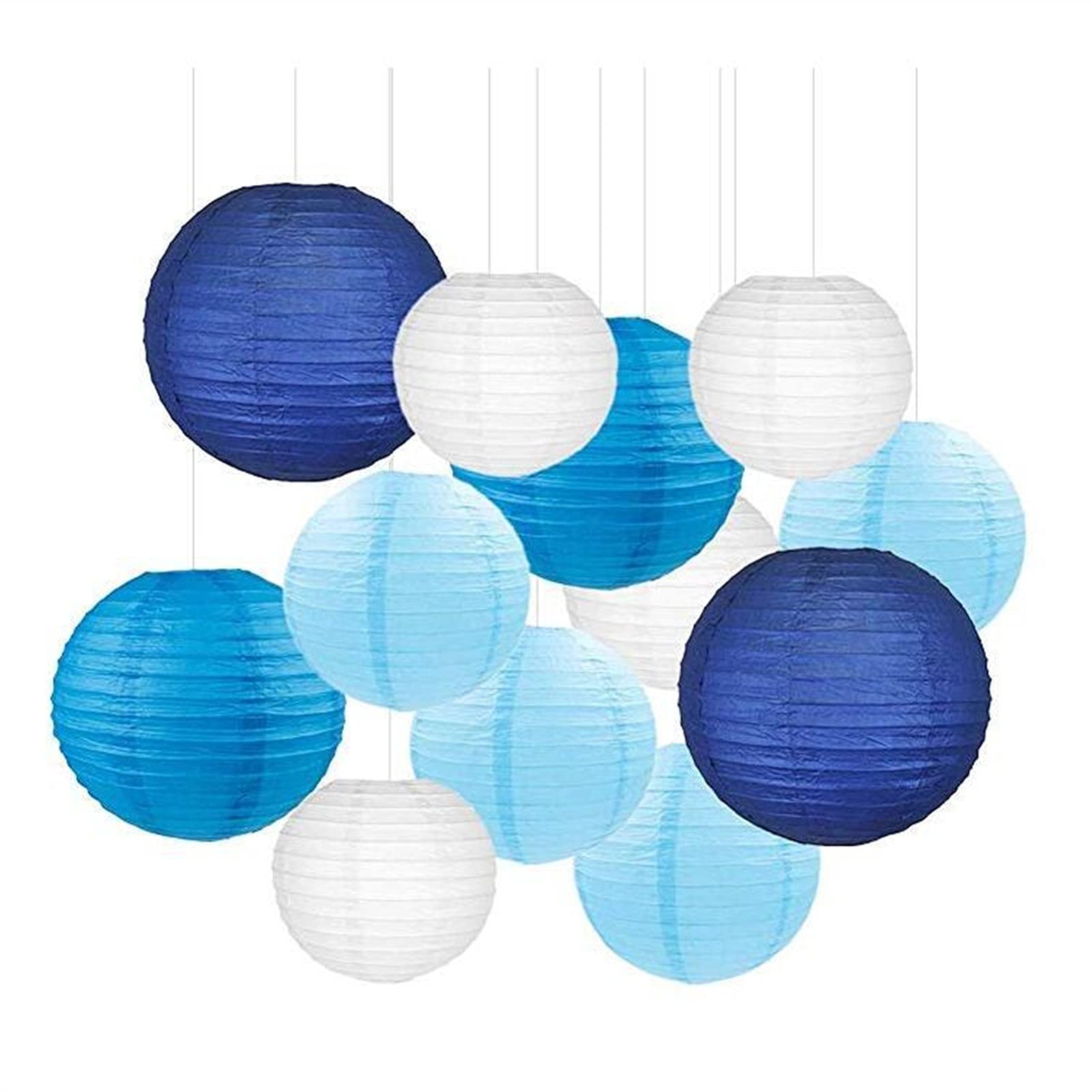 Lanterne di carta, lanterne di carta, Lanterne di carta decorazioni 10 pezzi di dimensioni miste oro bianco lanterne di carta palla lampion for festa matrimonio compleanno decorazione(Blue)
