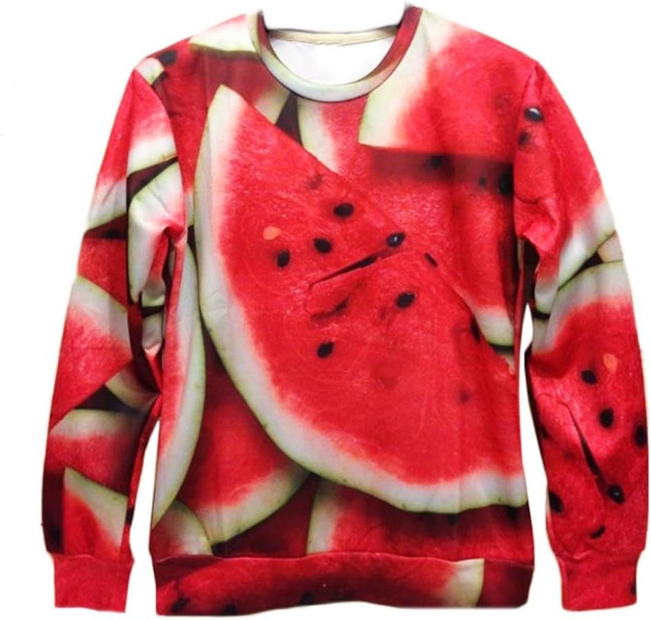 Stylish Unisex Hipster Bright red Watermelon Pullover funny 3D Sweatshirts (M)