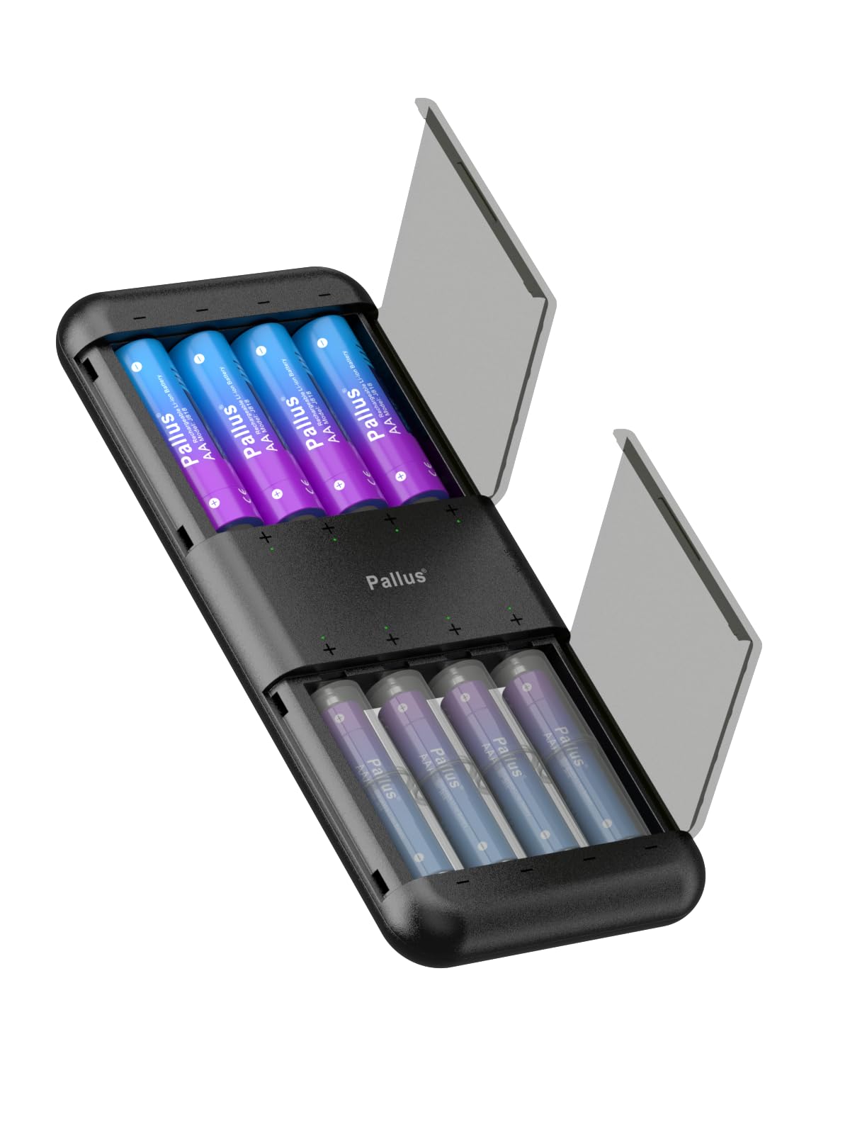 Pallus Rechargeable Batteries with AA AAA Battery Fast Charger, 1.5V Lithium Batteries AA 3500mWh 4 Pack and AAA Lithium Battery 1100mWh 4 Pack, Cycle Times up to 1600x