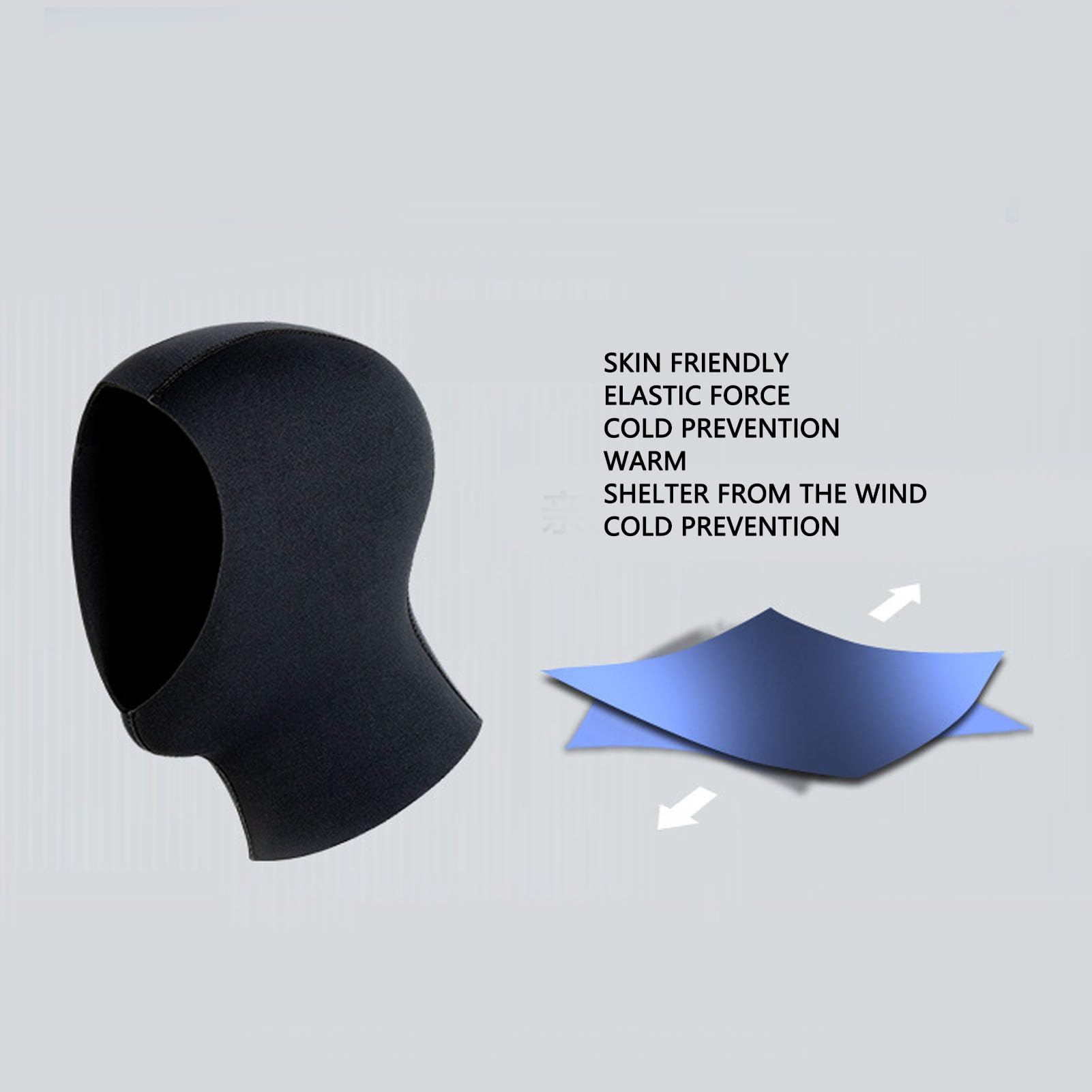Cagoule de Plongée 5MM avec Protection Oreilles Tête Solaire Couverture Cou Ventilée Surf Apnée (L XL)